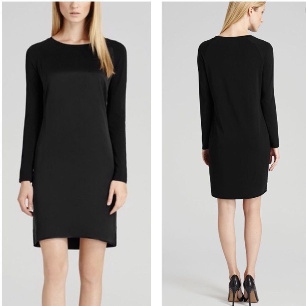 Reiss long sleeve silk front LBD